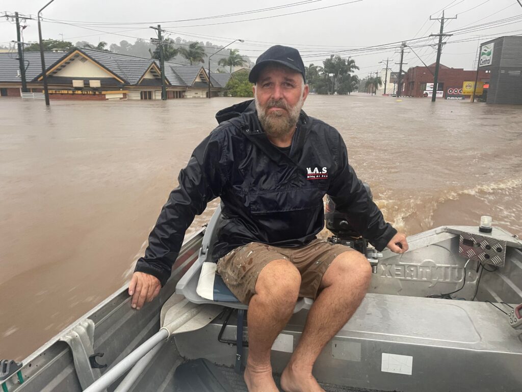 Lauren's Dad rescued them in a boat. Picture: Supplied 