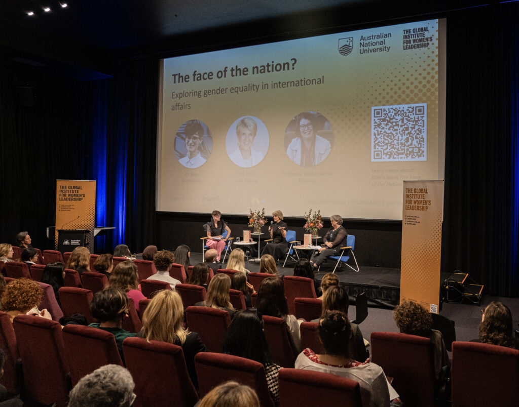 Dr Elise Stephenson (left) sat down with Australia’s first female foreign minister, and Chancellor of the Australian National University, the Hon. Julie Bishop (centre) to discuss the lack of gender representation and diversity in international affairs. The event was facilitated by Professor Susan Harris-Rimmer (right). Picture: Supplied