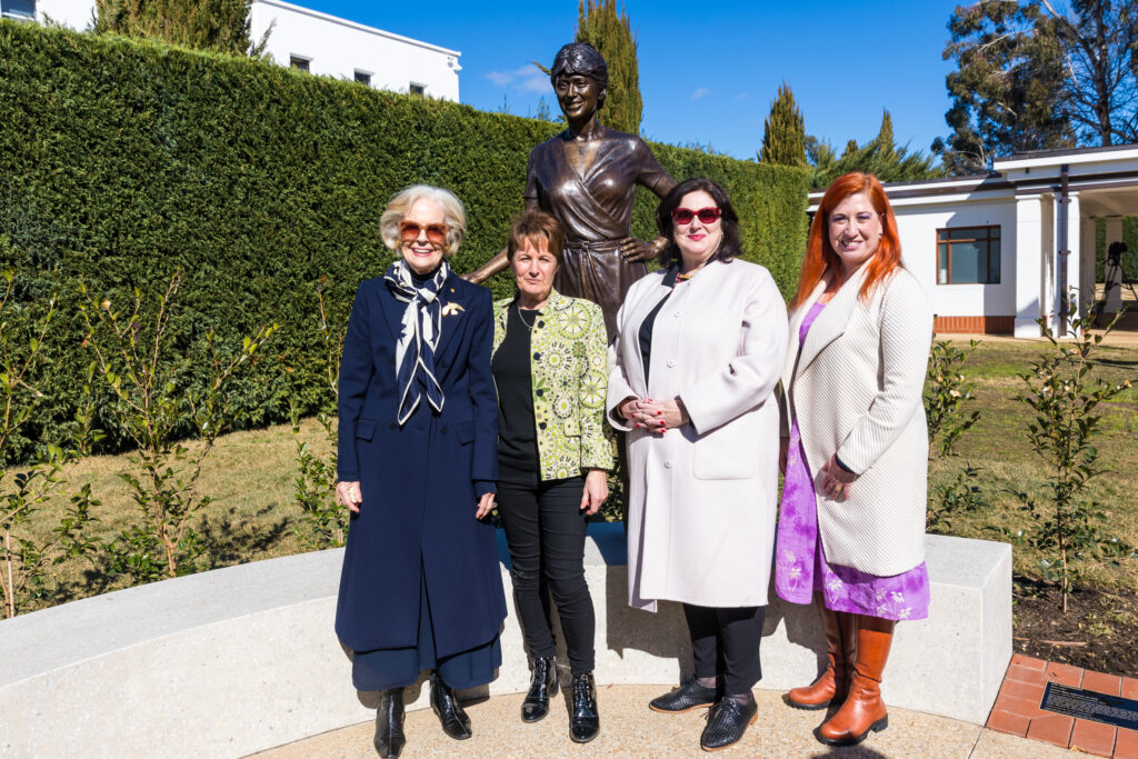 From left: Dame Quentin Bryce, artist Lis Johnson, Susan's daughter Justine Butler, Tara Cheyne MLA minister for the Arts. Picture: Michael Jackson-Rand