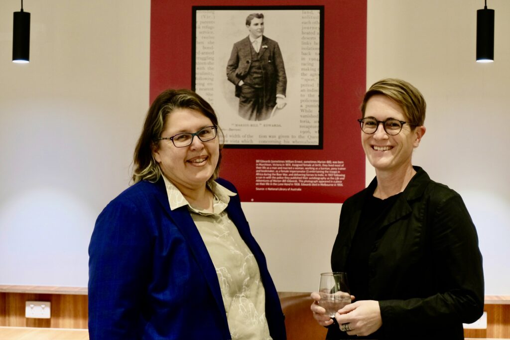 Curators Birgit Lang Left) and Katie Sutton (right) at the TransTrans exhibition. Picture: Supplied